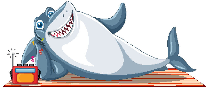 Smiling shark cartoon character