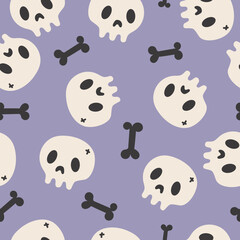 Happy Halloween cute vector seamless pattern skull. Creative childish texture in scandinavian style. Great for fabric, textile Vector Illustration.