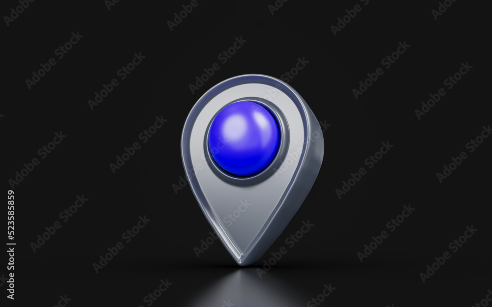 Poster location sign on dark background 3d render concept for address pin point package