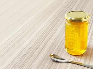 農家直送ハチの巣入りはちみつの　木目板の背景素材