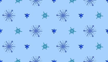Christmas Winter Snowflake Flat Colors Seamless Pattern . Design for background, wallpaper, illustration, fabric, clothing, batik, carpet, embroidery.