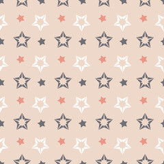 Pink gray pastel star on pink background, cute repeating eps vector illustration