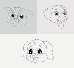 Dog head coloring book for kids hand drawn zentangle dog vector illustration