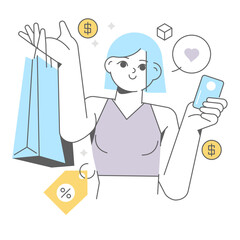 Shopping related, bloop vector illustration concept. Editable colors, up scalable.