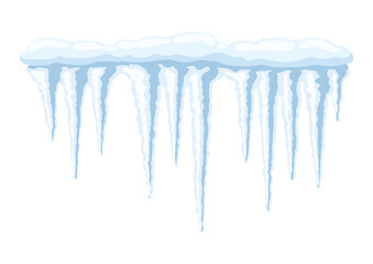 Illustration of icicles. Winter decoration for Merry Christmas and Happy New Year. - obrazy, fototapety, plakaty