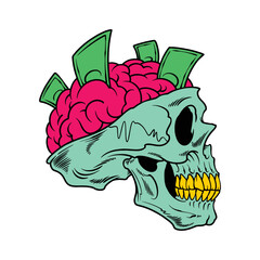  the skull in the brain is money