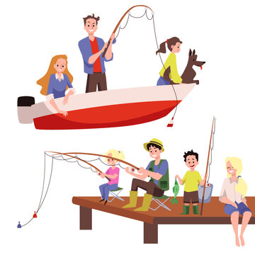 family fishing cartoon