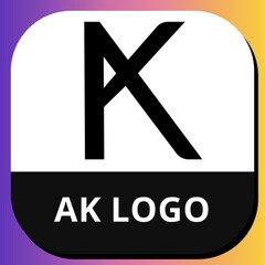 Fototapeta premium minimal AK logo vector design in neat, clean, unique and smart style