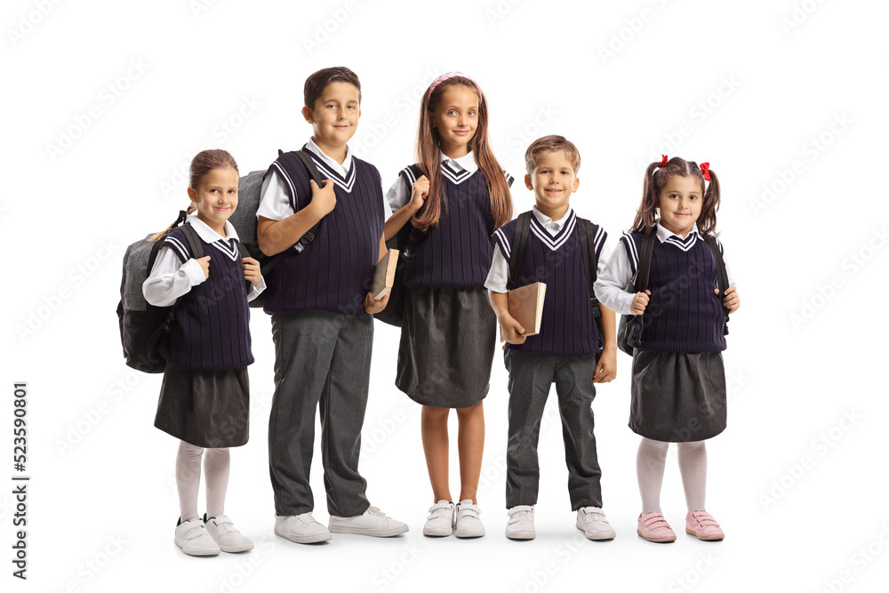 Canvas Prints Younger and older schoolchildren in school uniforms