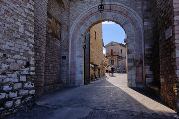 Entrance gate to the historical town of Assisi in Umbria, central Italy