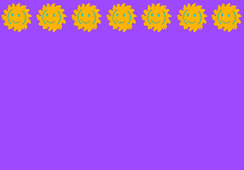 sun copied on top of purple background, copy space below, creative art modern design, smiling sun
