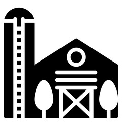 barn and silo black solid icon