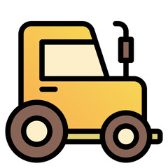 tractor black outline filled color icon
