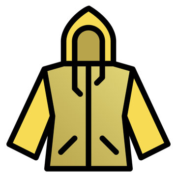 recommend clip art: raincoat black outline filled color icon