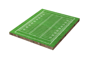 American soccer field with line pattern isolated on transparent background - PNG format.