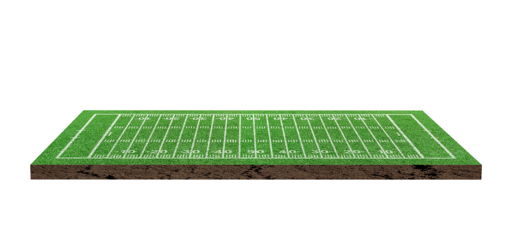 American soccer field with line pattern isolated on transparent background - PNG format.