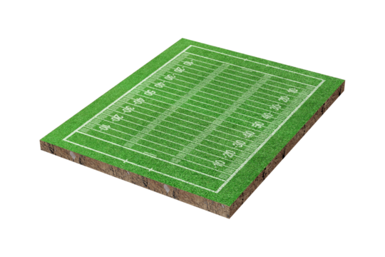 American soccer field with line pattern isolated on transparent background - PNG format.
