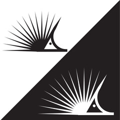 hedgehog logo black and white color vector illustration