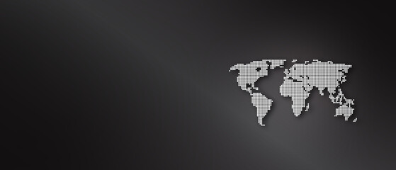  World map on black background banner 