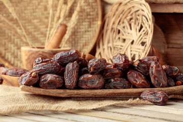 Dates fruits on a kitchen table.