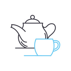 afternoon tea line icon, outline symbol, vector illustration, concept sign