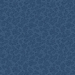 Cute floral pattern in the small flowers. Seamless vector texture. Elegant template for fashion prints. Printing with small line contour flowers. Blue background. Stock print.
