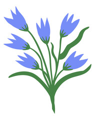 Fototapeta na wymiar Vector bright illustration of bell flowers isolated on white background.