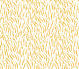 Wheat pattern. Editable outline stroke thickness. Vector line. Leaves and rye ears. Agriculture wrapper.