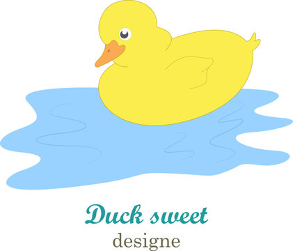 Cute duck swam in water logo