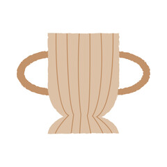 Abstract ceramic vase with stripes. Pottery vector illustration on isolated background. Bohemian hygge concept