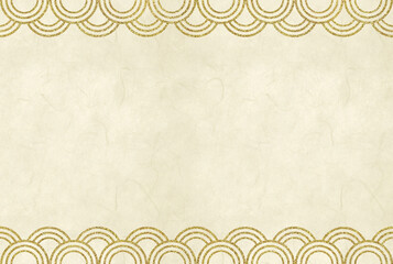 背景素材　二重の青海波　ゴールド