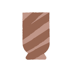 Abstract ceramic vase with texture. Pottery vector illustration on isolated background. Bohemian hygge concept