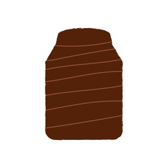 Brown ceramic vase with striped texture. Abstract pottery vector illustration on isolated background