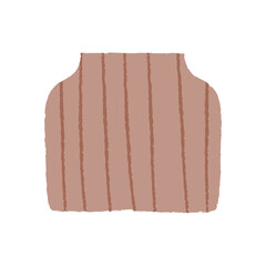 Beige ceramic vase with striped texture. Abstract pottery vector illustration on isolated background