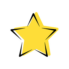 Star doodle drawing. Hand drawn element isolated on white background. Best for print, greeting cards and festive design.