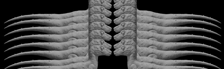  Angry dinosaur looks and growls, symbol, 3D rendering © cggold