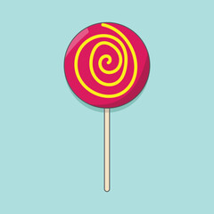 swirl spiral tasty sugary candy lollipop cartoon lolly vector illustration