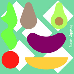 green background with fruits g