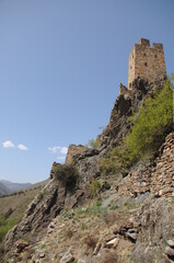 Fototapeta na wymiar Ingush defense towers Vovnushki in north Caucasus, Russia