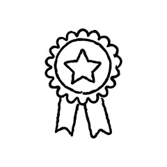 Prize badge hand-drawn icon vector graphic illustration