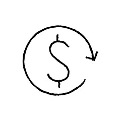 Money refund hand-drawn icon vector graphic illustration