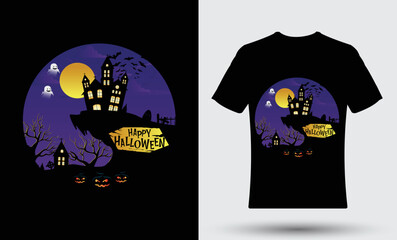 Modern trendy happy Halloween tshirt design 04