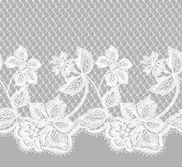 Seamless Vector Detailed White Lace Border