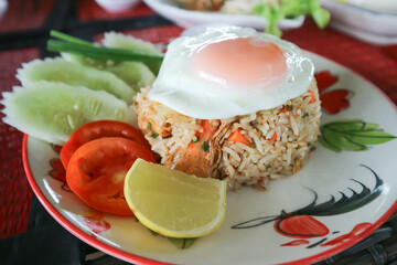 fried rice or stir fried rice with shrimp , egg