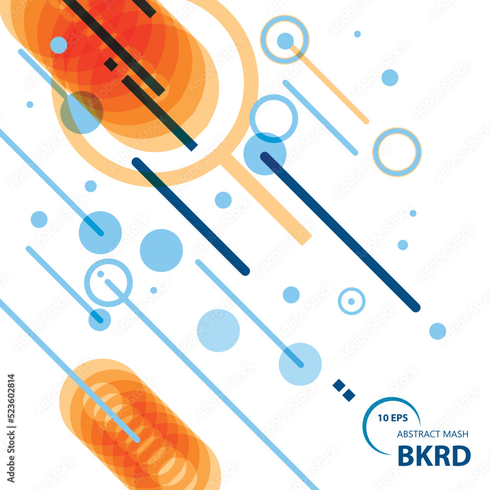 Poster Abstract dynamic diagonal lines and circles background. Vector illustration