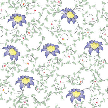 Hand drawn watercolor seamless floral pattern
