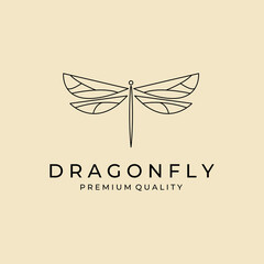 dragonfly logo line art minimalist vector illustration