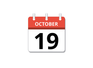 Fototapeta premium October, 19th calendar icon vector 