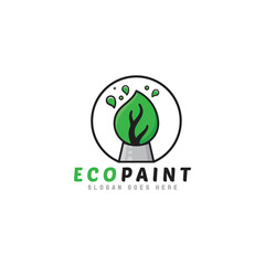 creative eco paint logo design, paintbrush and leaf logo concept, painting vector template