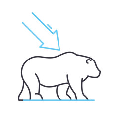 bear trend line icon, outline symbol, vector illustration, concept sign